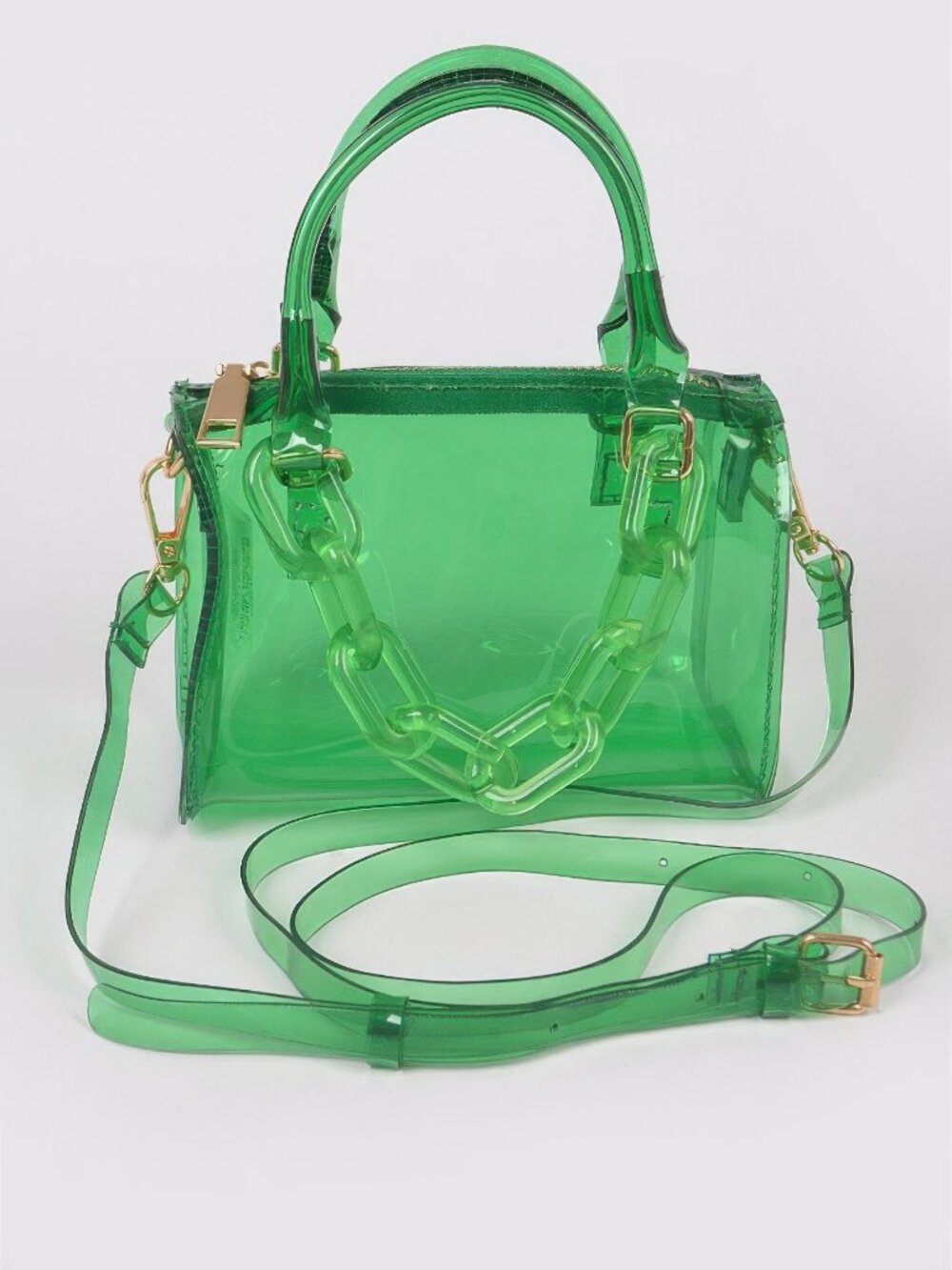 Transparent Mini Duffle Bag W/acrylic Chain